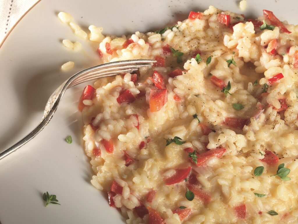 Risotto with cream and sweet pepper