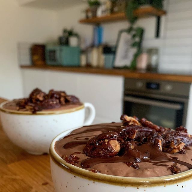 Chocolate Cashew Pudding with a Maple Pecan Crunch