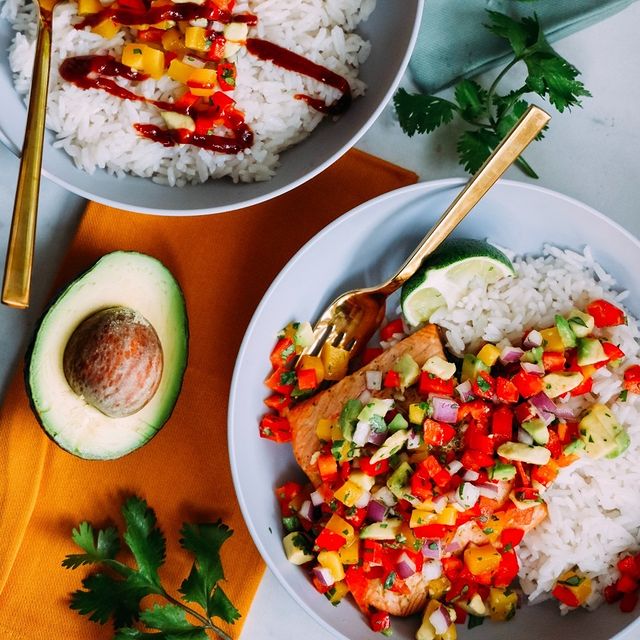 Caribbean Pineapple Salmon with Coconut Lime Rice
