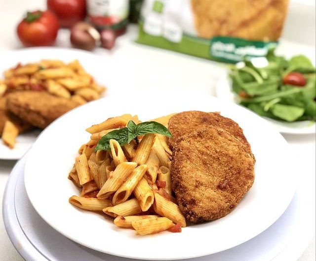Chicken Escalope with Penne Red Sauce